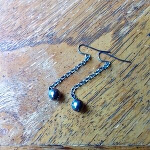 🍀Pair of "Gothic" Ball and Chain Dangle Earrings!!!
